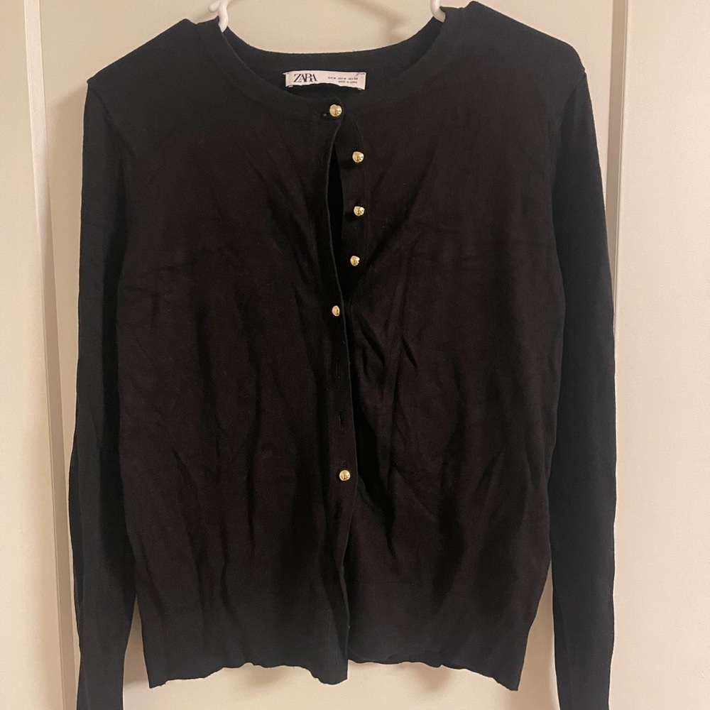 Zara Women’s Black Knitwear with Gold Accents